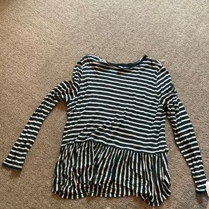 stripped green and white long sleeve blouse